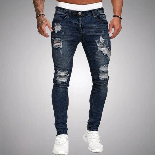 TrendAura Slim Fit Ripped Jeans Distressed Denim For Modern Casual Wear And Everyday Styling