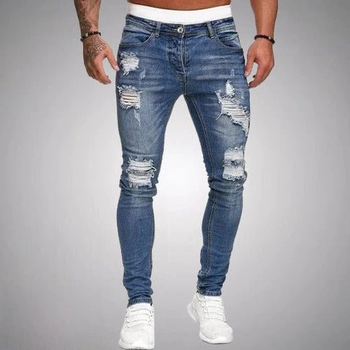 TrendAura Slim Fit Ripped Jeans Distressed Denim For Modern Casual Wear And Everyday Styling
