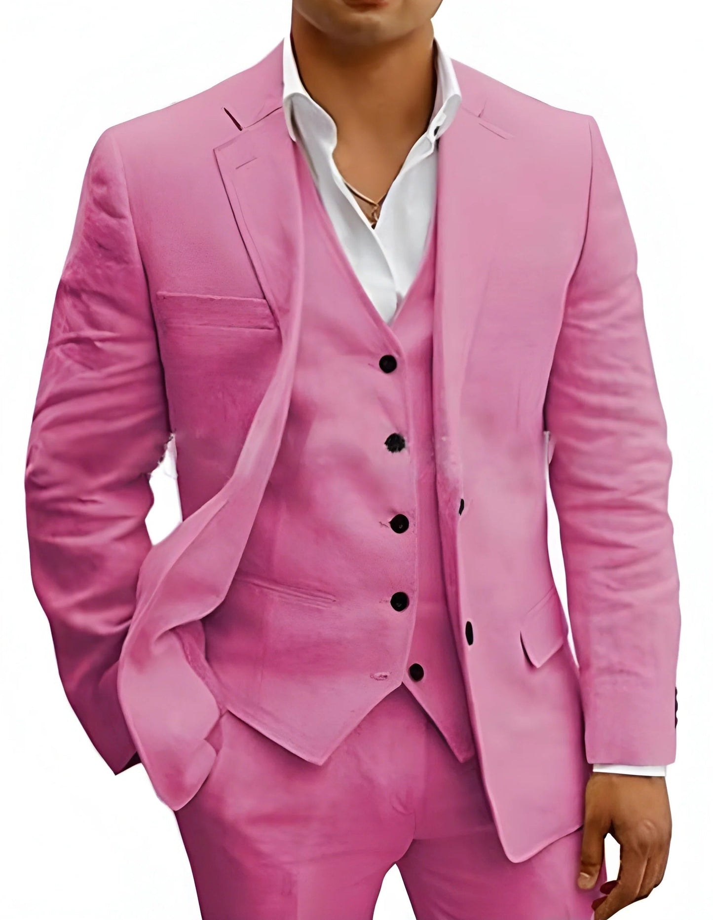 Men's Lightweight Three Piece Summer Suit Set Jacket Waistcoat And Trousers For Weddings Beach Parties