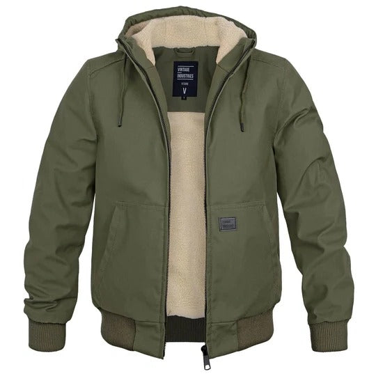 TrendAura Men's Hooded Insulated Winter Jacket With Fleece Lining And Durable Zipper