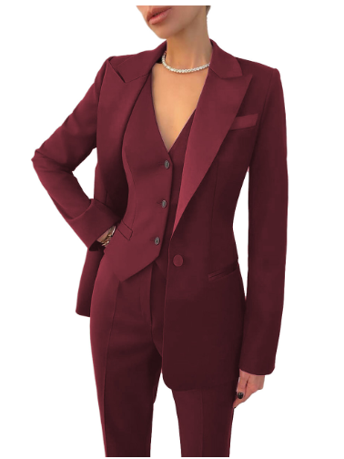 Women's Three Piece Suit Set With Elegant Blazer Vest And Tailored Pants For All Seasons
