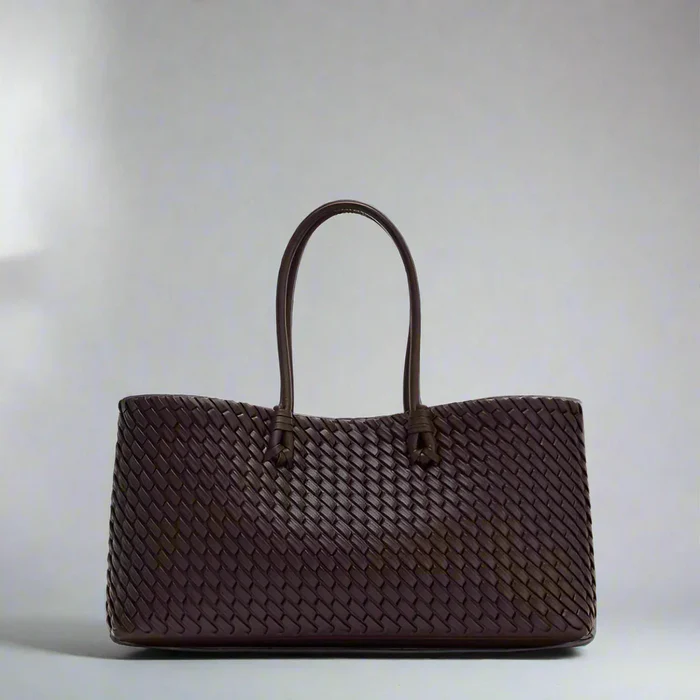 TrendAura Noora Woven Handbag - Timeless Structured Tote With Spacious Fabric-Lined Interior