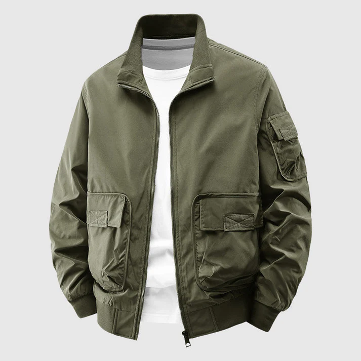 TrendAura Frontline Utility Bomber Jacket for Men Heavyweight Wind and Abrasion Resistant with Deep Reinforced Pockets