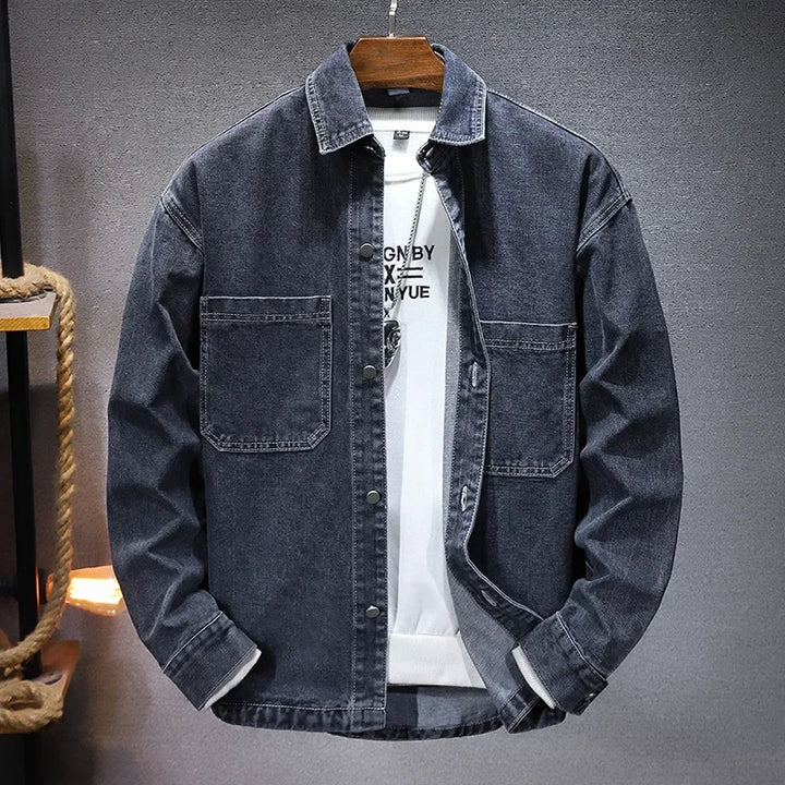 Rochefort Paris Denim Jacket For Men TrendAura Midweight Denim With Structured Fit And Minimal Detailing