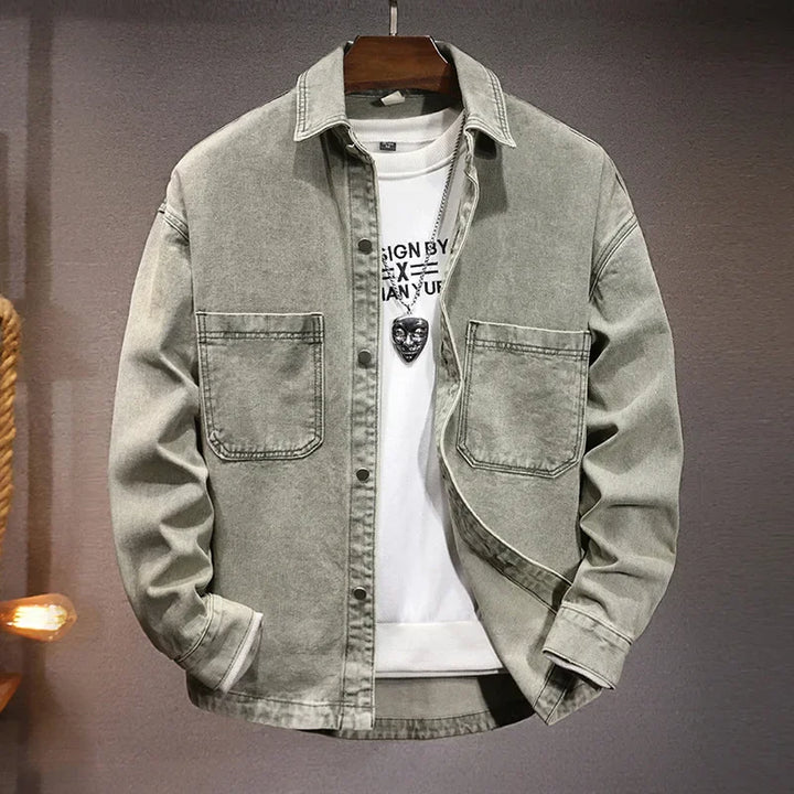 Rochefort Paris Denim Jacket For Men TrendAura Midweight Denim With Structured Fit And Minimal Detailing