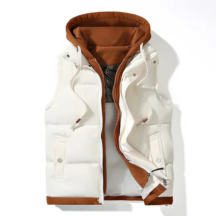 Rinzo Hooded Puffer Gilet For Men Lightweight Insulated Vest With Contrasting Hood TrendAura