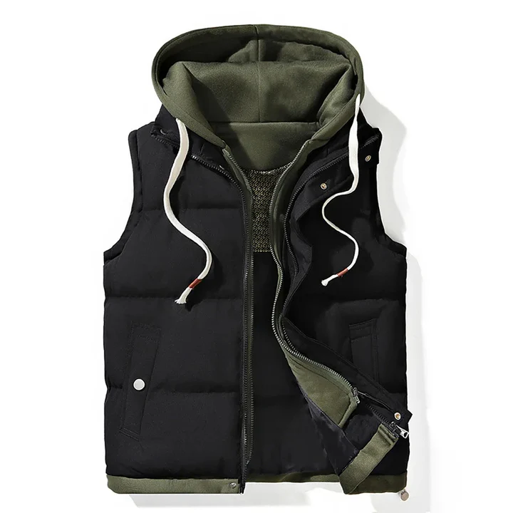 Rinzo Hooded Puffer Gilet For Men Lightweight Insulated Vest With Contrasting Hood TrendAura