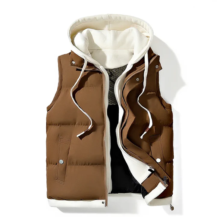 Rinzo Hooded Puffer Gilet For Men Lightweight Insulated Vest With Contrasting Hood TrendAura