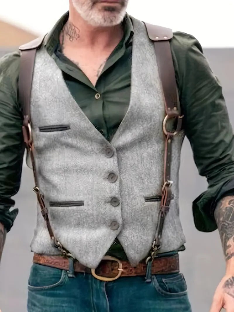 Traditional Mens Vest With Vintage Inspired Gilet Cut For Timeless Style By TrendAura