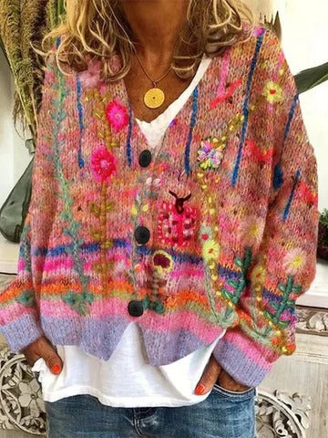 Women’s Retro Patterned Cardigan