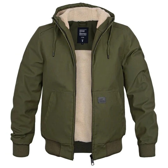 TrendAura Men's Hooded Insulated Winter Jacket With Fleece Lining And Durable Zipper