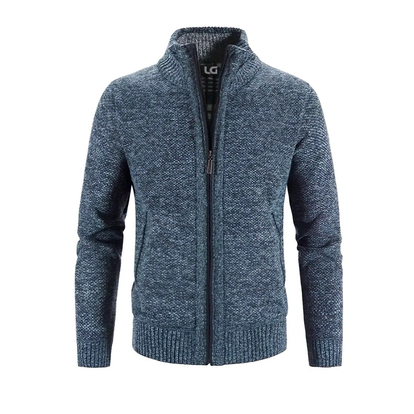 TrendAura Men's Zip Up Cardigan With Structured Fit Cozy Knit Texture And Full Front Zip