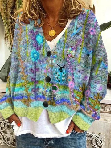 Women’s Retro Patterned Cardigan
