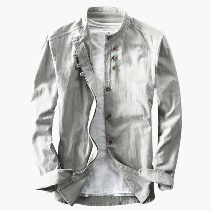 Men's Stand Up Collar Shirt Lightweight Breathable Comfort For Work Travel And Everyday Wear