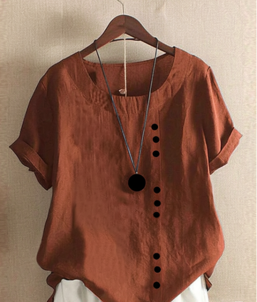 Short Sleeve Blouse With Round Collar For Women By Kelly Mullersmodehaus Versatile Chic Everyday Essential