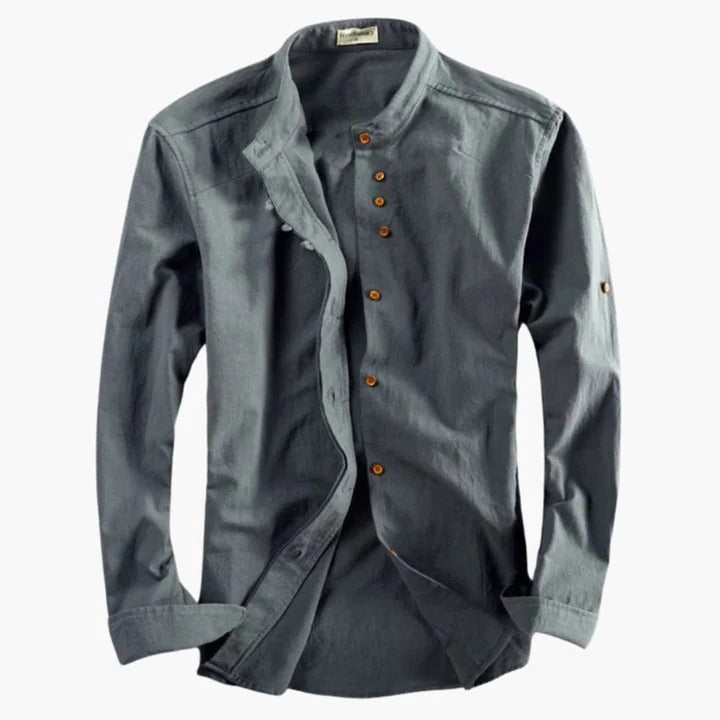 Men's Stand Up Collar Shirt Lightweight Breathable Comfort For Work Travel And Everyday Wear