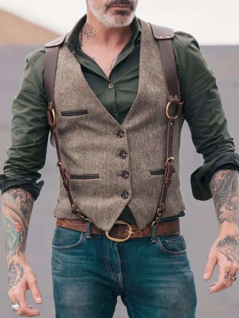 Traditional Mens Vest With Vintage Inspired Gilet Cut For Timeless Style By TrendAura