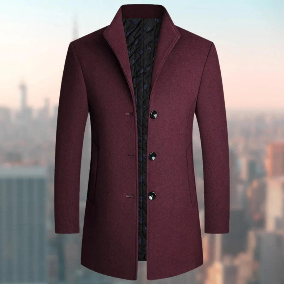 TrendAura Mens Long Winter Coat Single Breasted Overcoat With Classic Fit For Cold Weather