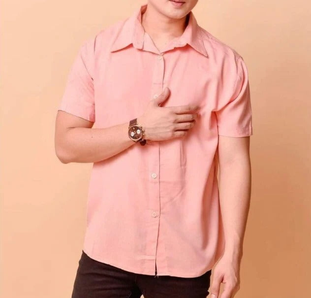TrendAura Mens Linen Casual Button Down Short Sleeve Shirt Relaxed Fit For Everyday Wear