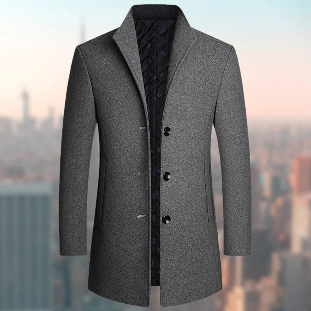 TrendAura Mens Long Winter Coat Single Breasted Overcoat With Classic Fit For Cold Weather