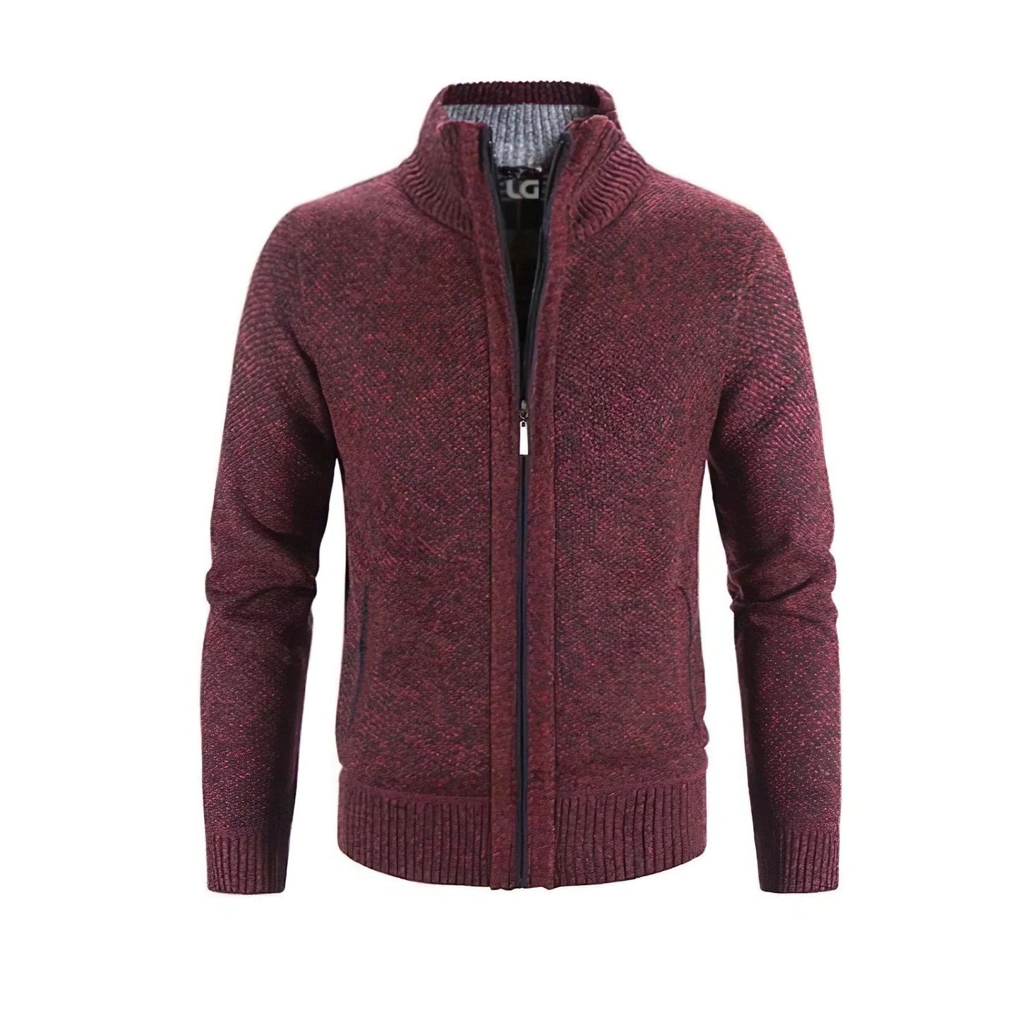 TrendAura Men's Zip Up Cardigan With Structured Fit Cozy Knit Texture And Full Front Zip