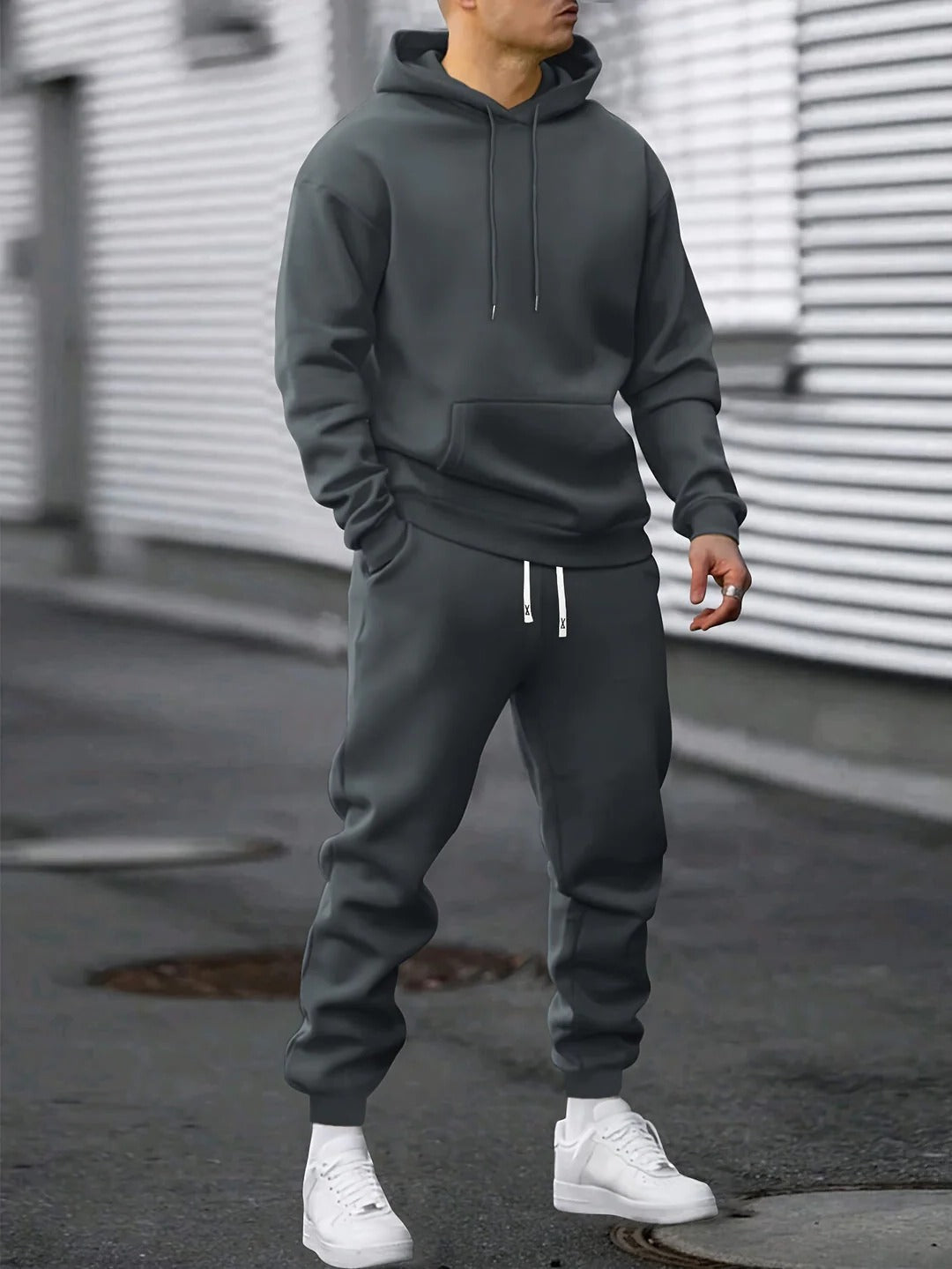TrendAura Mens Hooded Sweatshirt And Jogger Set Premium Fleece Tracksuit For Workout And Lounge