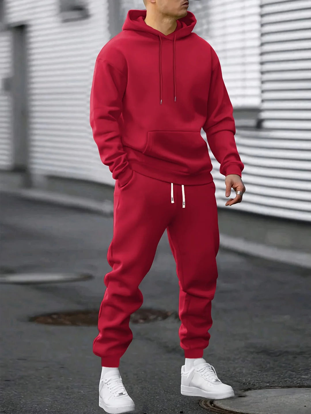 TrendAura Mens Hooded Sweatshirt And Jogger Set Premium Fleece Tracksuit For Workout And Lounge