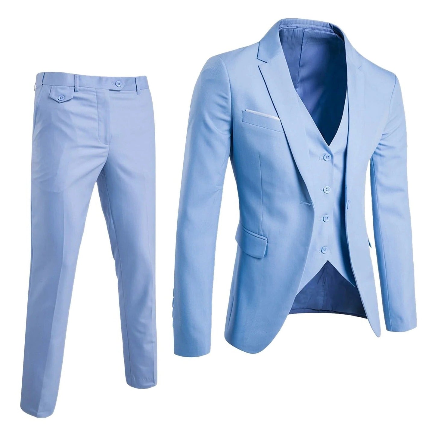TrendAura Mens 3 Piece Formal Suit Set With Jacket Vest And Trousers For Business Occasions