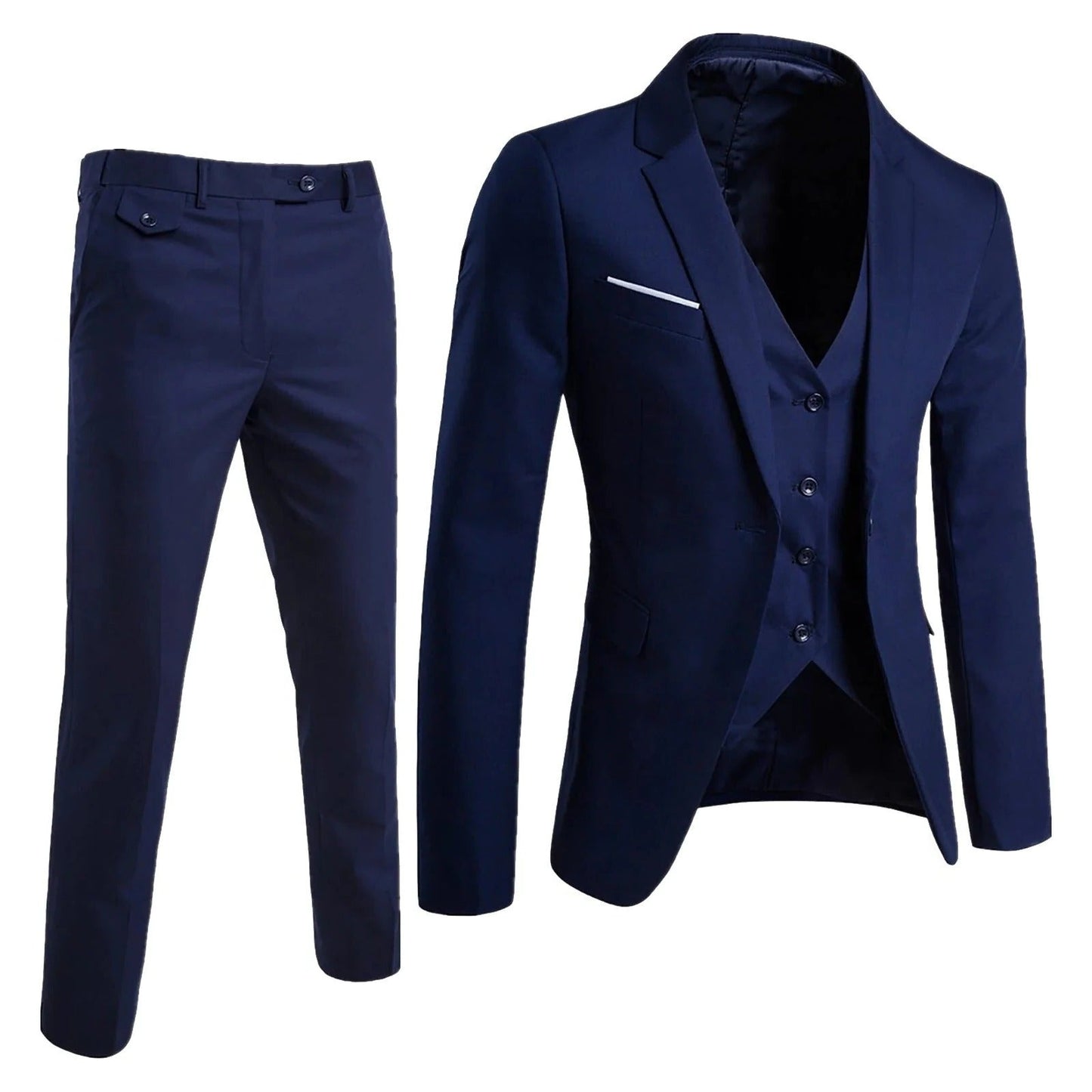 TrendAura Mens 3 Piece Formal Suit Set With Jacket Vest And Trousers For Business Occasions