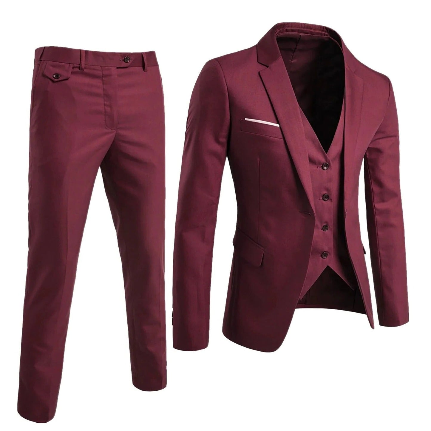 TrendAura Mens 3 Piece Formal Suit Set With Jacket Vest And Trousers For Business Occasions