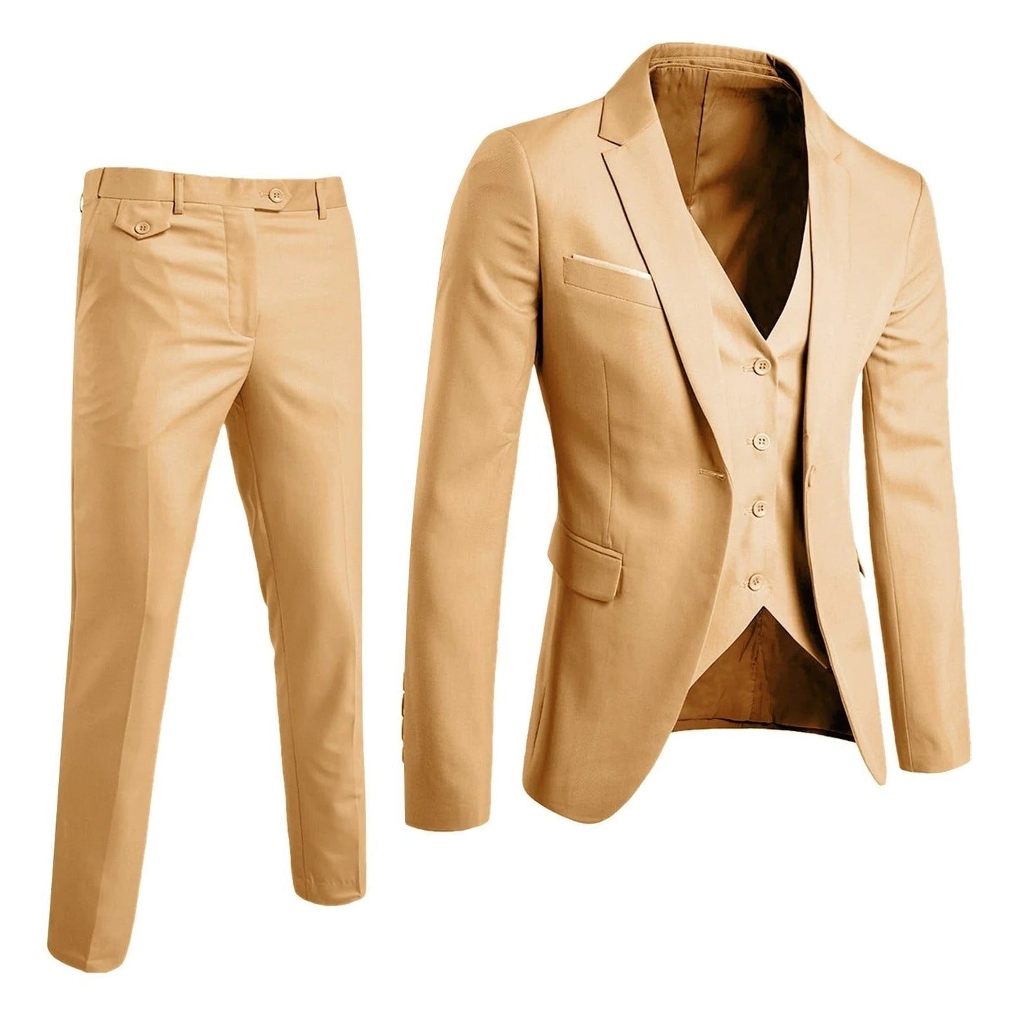 TrendAura Mens 3 Piece Formal Suit Set With Jacket Vest And Trousers For Business Occasions