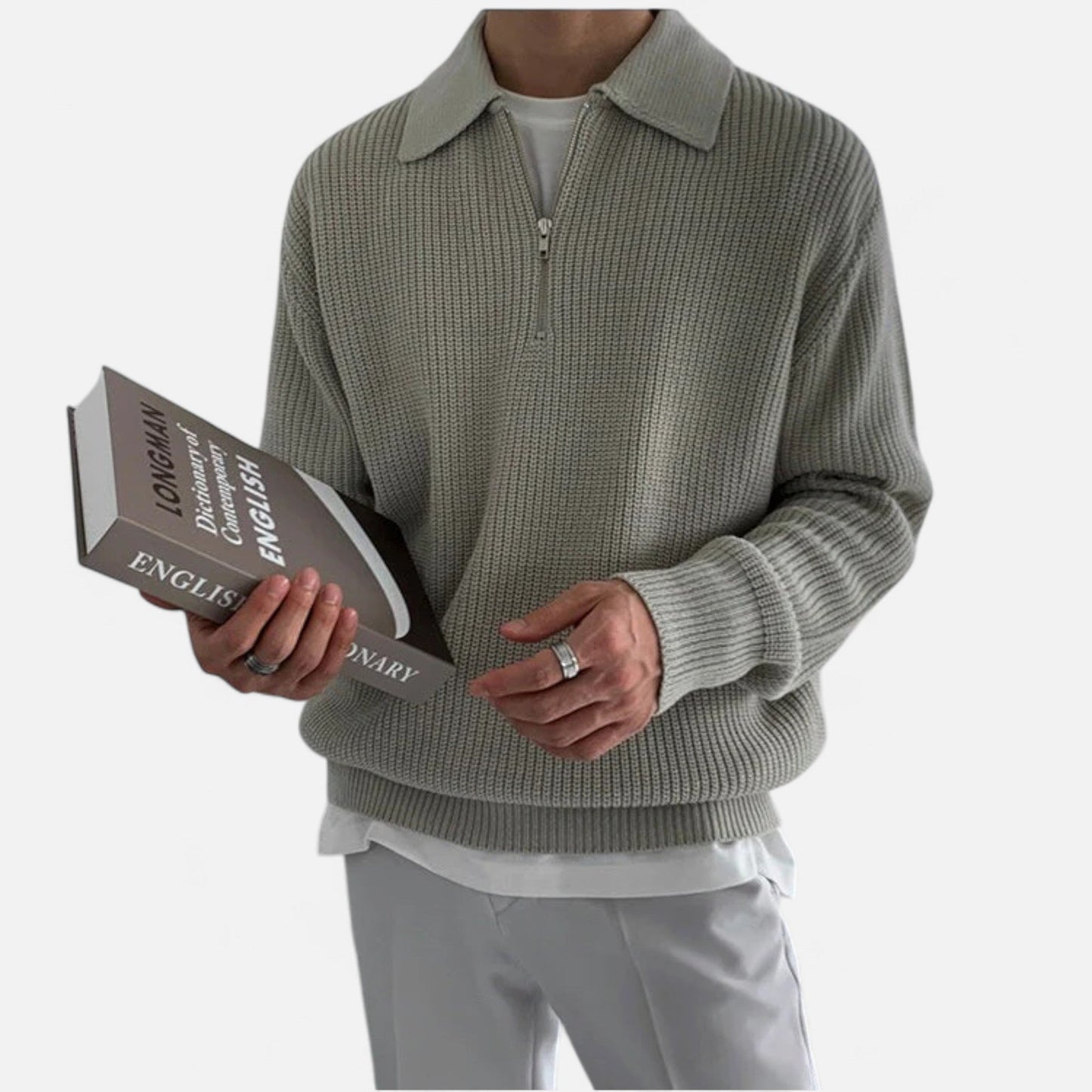 Ancient World | Men's Half-Zip Vintage Premium Knit Sweater