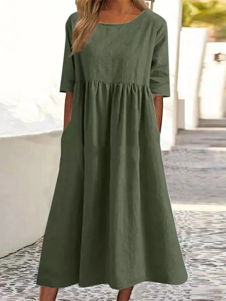 Women's Spring Dress with Flowy Design and Floral Print