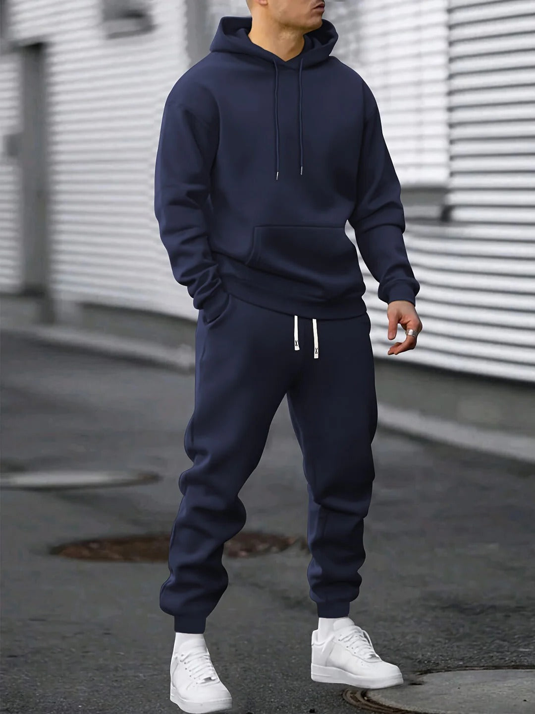 TrendAura Mens Hooded Sweatshirt And Jogger Set Premium Fleece Tracksuit For Workout And Lounge