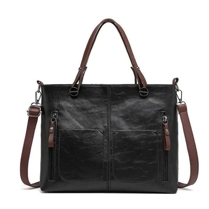 TrendAura Classic Leather Handbag With Minimalist Design - Timeless Style And Dependable Function