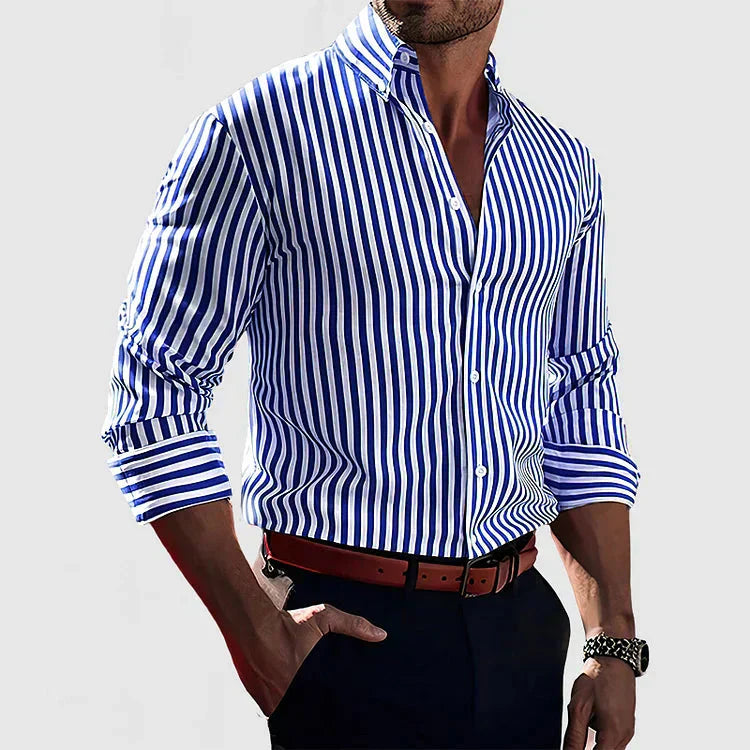 Striped Shirt with Button Cuffs for Men