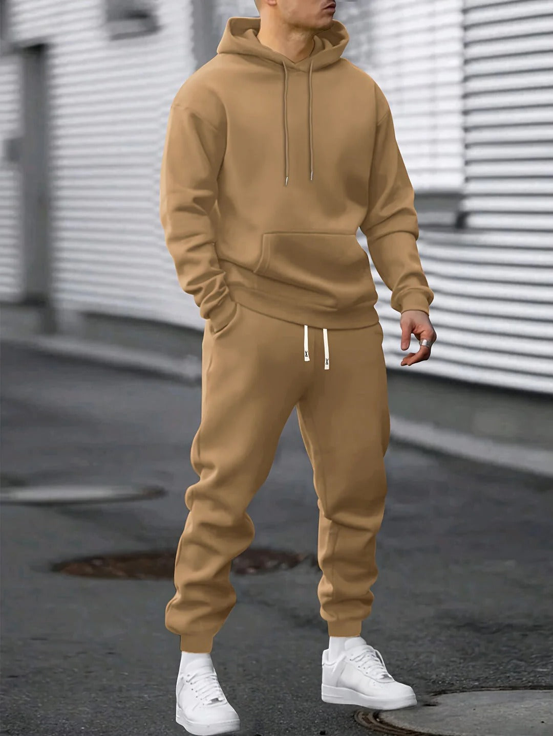 TrendAura Mens Hooded Sweatshirt And Jogger Set Premium Fleece Tracksuit For Workout And Lounge