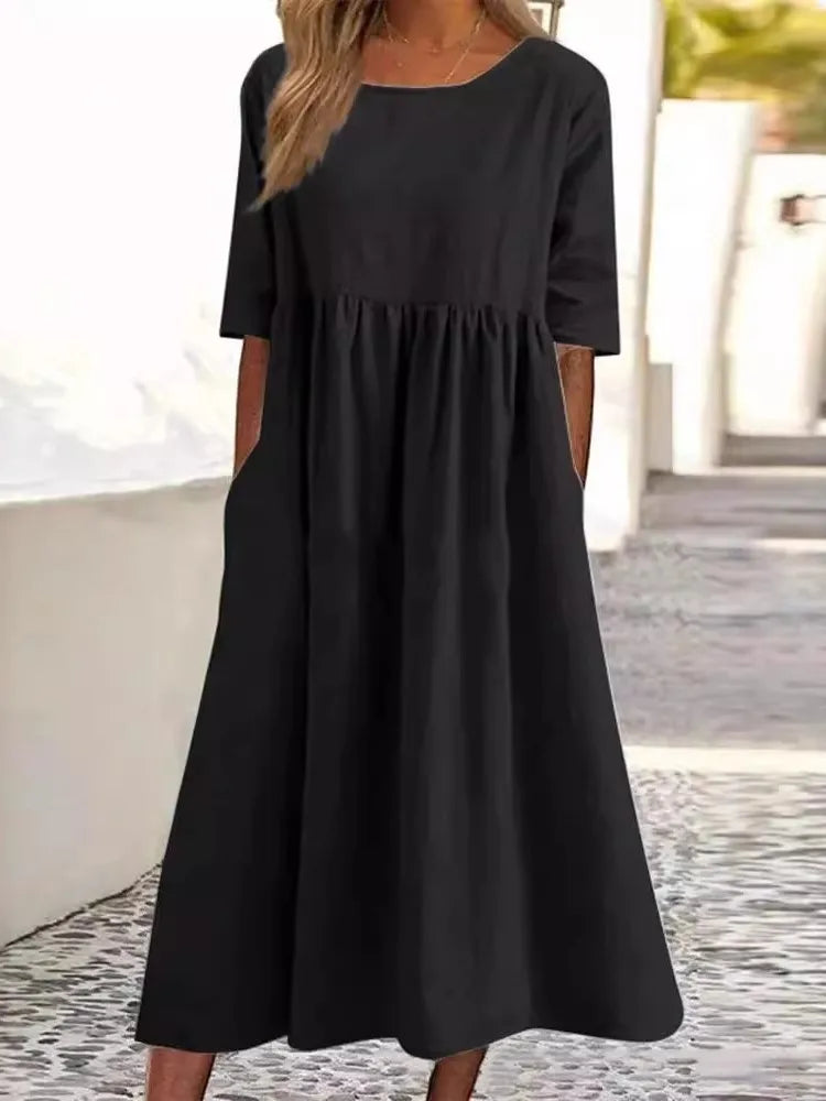Women's Spring Dress with Flowy Design and Floral Print