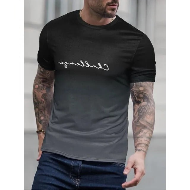 TrendAura Mens Gradient Short Sleeve T Shirt Black To Red Ombre Finish Casual Everyday Tee