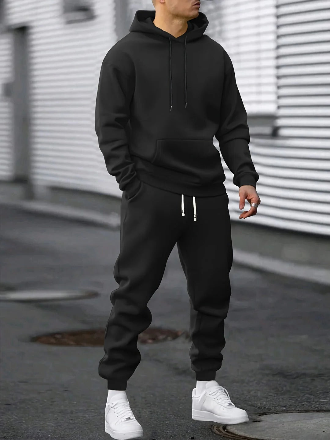 TrendAura Mens Hooded Sweatshirt And Jogger Set Premium Fleece Tracksuit For Workout And Lounge