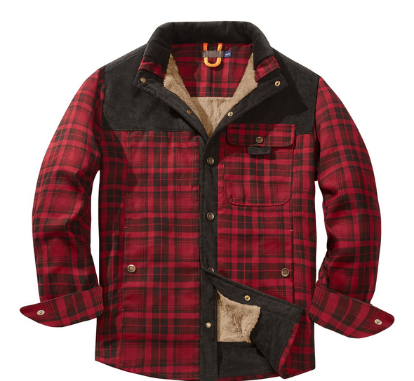 Mens Lumberjack Jacket Warm And Weather Resistant Outdoor Coat Red Green Or Blue Color Options