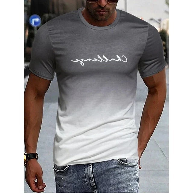 TrendAura Mens Gradient Short Sleeve T Shirt Black To Red Ombre Finish Casual Everyday Tee
