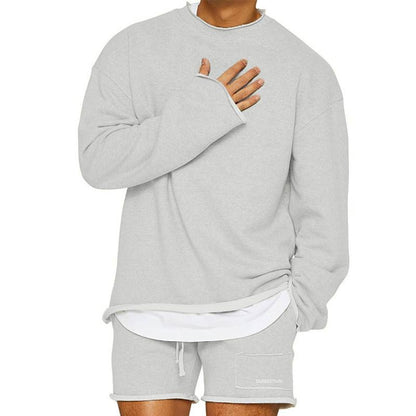 Max Men's Comfortable Loungewear Set With Long Sleeve Shirt And Shorts For Everyday Relaxation