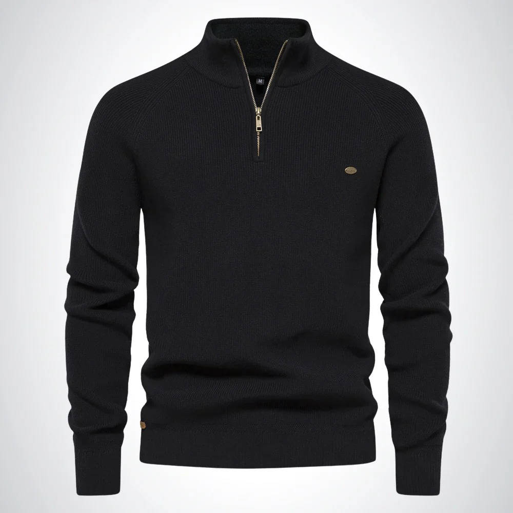 TrendAura Men's Quarter Zip Sweater Cotton Polyester Blend Classic Knit Casual Office Wear