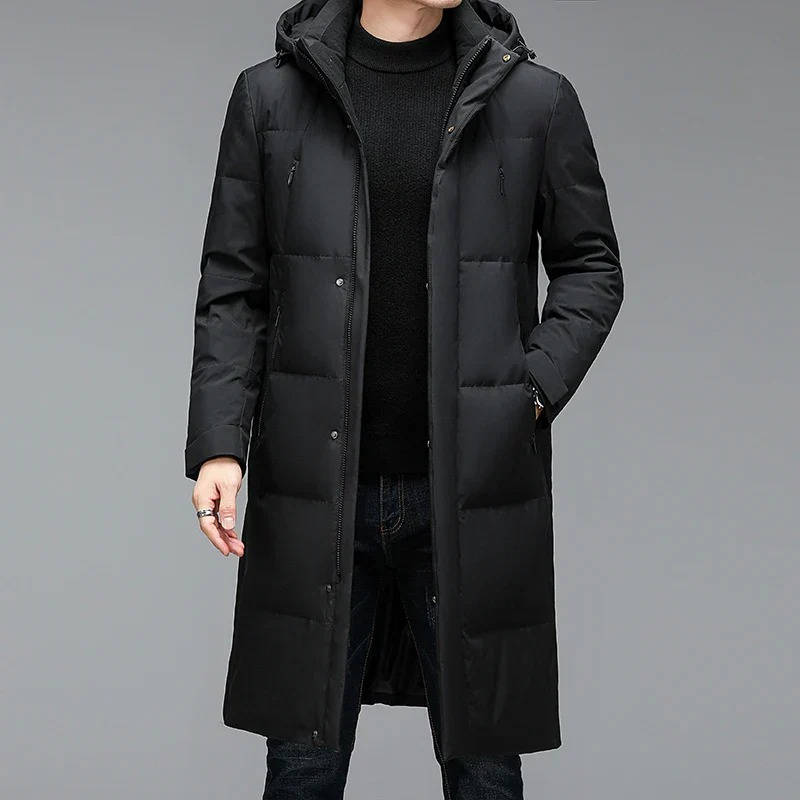 Mens Longline Puffer Jacket With Hood Insulated Winter Coat For Cold Weather Ready