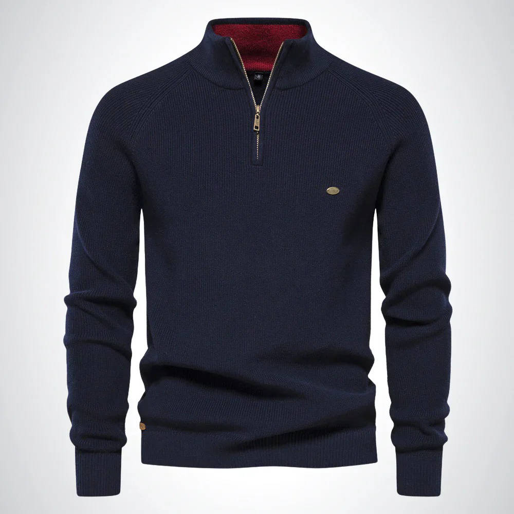 TrendAura Men's Quarter Zip Sweater Cotton Polyester Blend Classic Knit Casual Office Wear