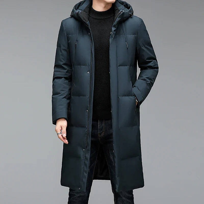 Mens Longline Puffer Jacket With Hood Insulated Winter Coat For Cold Weather Ready