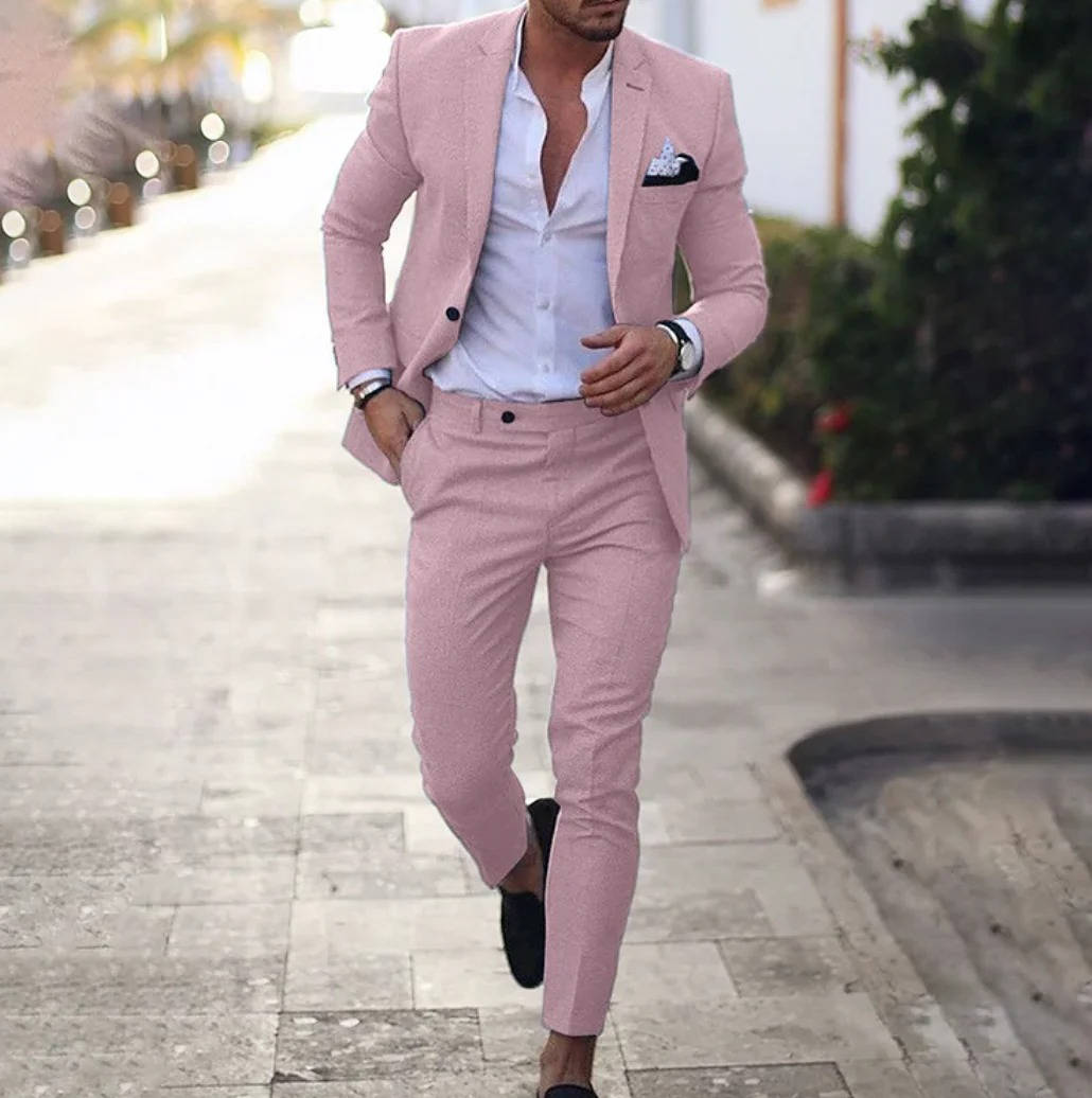 TrendAura Mens Navy Slim Fit Suit For Formal Business Wear Jacket And Trousers Set