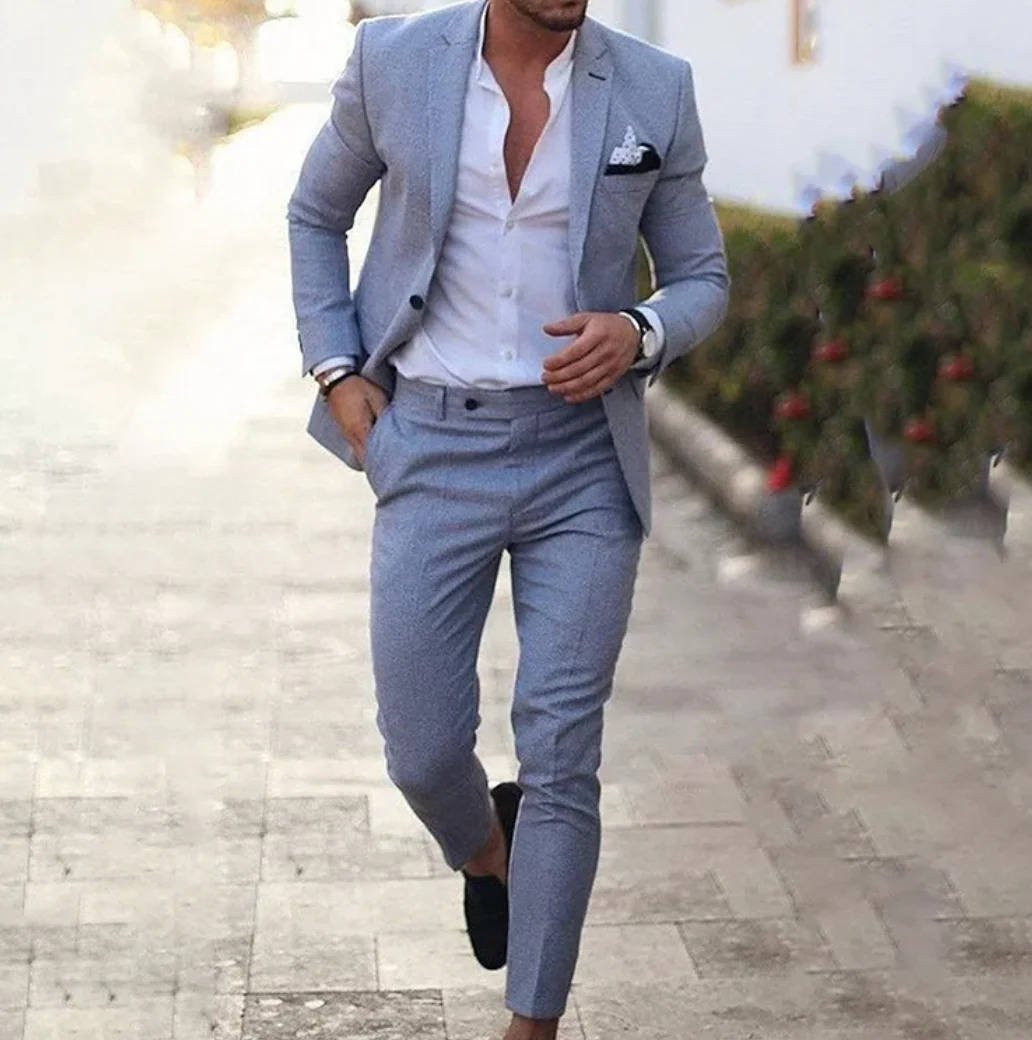 TrendAura Mens Navy Slim Fit Suit For Formal Business Wear Jacket And Trousers Set