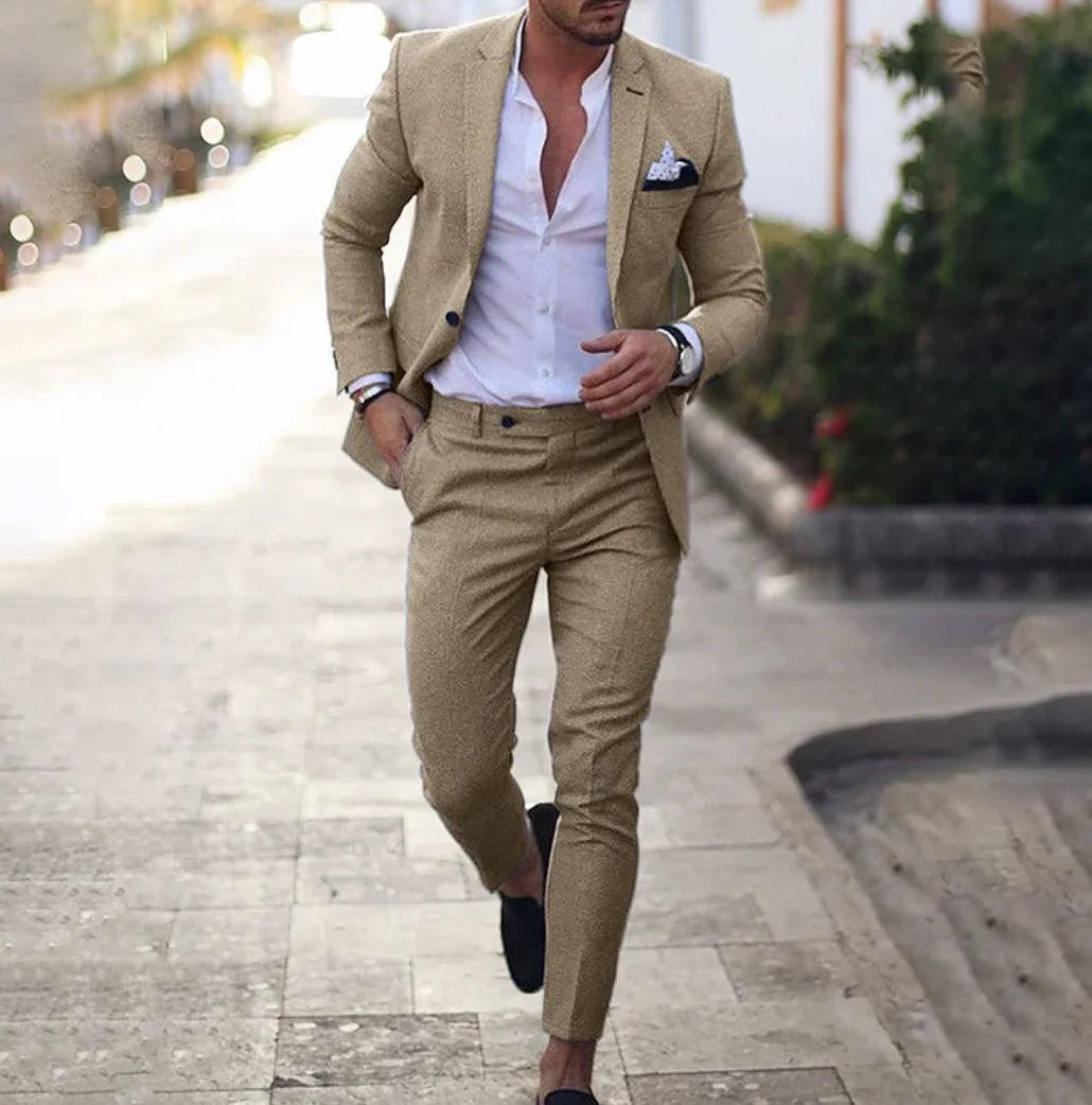TrendAura Mens Navy Slim Fit Suit For Formal Business Wear Jacket And Trousers Set